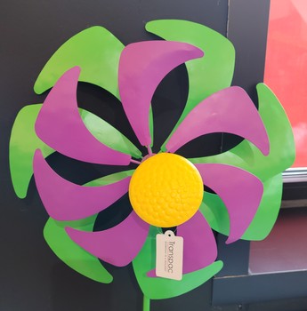 Kinetic Metal Pop Flower Spinner Yard Stake