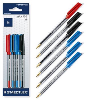 Staedtler Stick 430 Medium Ballpoint 6 Assorted