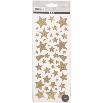 Craft Creativ -Glitter Stickers, stars, sheet 10x24 cm, ca. 110 pc, gold, 2 sheet/ 1 pack-29110