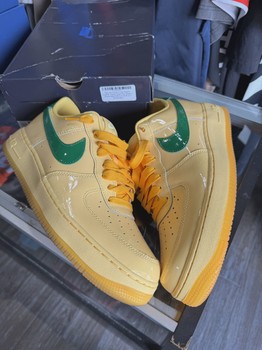 Nike Air Force 1 Low Patent Leather Topaz Gold Pine Green • Pre-Owned [0834] - view 3