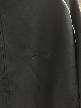 Fear of God Essentials Modern Piping Track Jacket Jet Black/Cloud White • Brand New [2931] - view 3