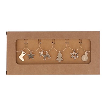 GOLD WINE GLASS CHARMS - PACK OF 6
