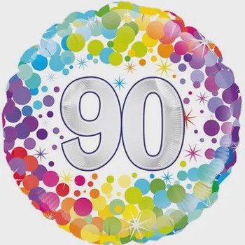 Oaktree - 18" 90th Colourful Confetti Birthday Balloon - 227031
