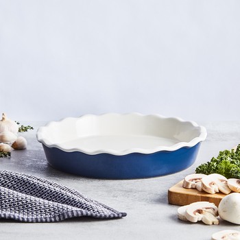 FOUNDRY FLUTED CERAMIC PIE DISH - LIMOGES BLUES