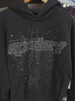 Sp5der Rhinestone Punk V2 Hoodie Black • Brand New [2699] - view 3