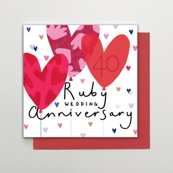 Stop The Clock -card- ruby wedding anniversary balloons - HA32