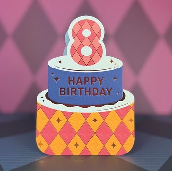 Heyyy Cards -Age 8 Birthday Card - Mini Die Cut -MM-008