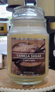 True Living Vanilla Sugar Scented 18oz Jar Candle
