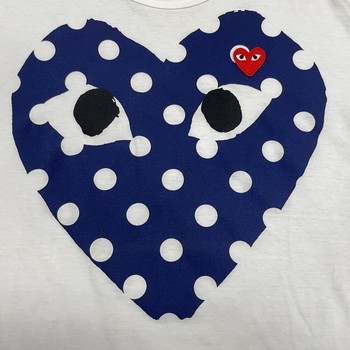 Comme des Garcons PLAY Play Navy Polka Dot Full Heart T-shirt White - view 2