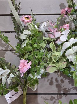 Pink Paper Flower Stem Yellow Buds