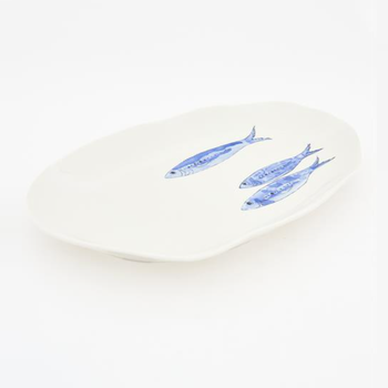 BATELA THREE FISH OVAL CERAMIC SERVING PLATTER