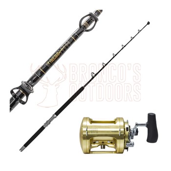 Shimano Tiagra 80W + Shimano Status Bluewater 5'6" 37kg Stand up Roller Tip Rod