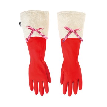 CHRISTMAS  RED CUFFED WASHING UP GLOVES