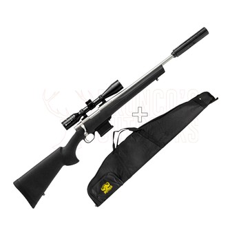 Howa Mini Stainless Black .223 20" 1/2-28" + Nikko Stirling Panamax Scope 3-9x40mm + Sonic 40 Compact Suppressor 6mm 1/2-28 + Buffalo River Carry Pro II Gun Bag