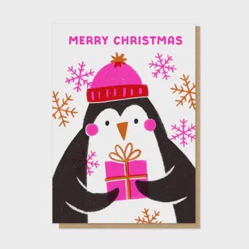 Stormy Knight - Pink Penguin letterpress card - P&P074