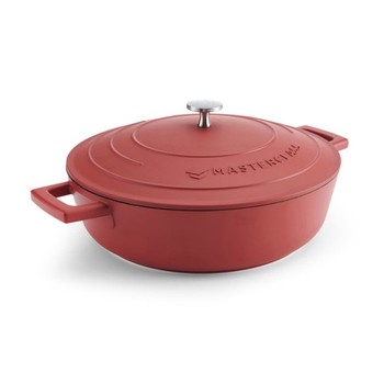 MASTERCLASS NON STICK SHALLOW CASSEROLE - 28CM/4 LITRE - RED