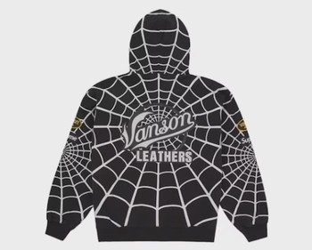 Supreme Vanson Leathers Spider-Man Zip Up Hooded Sweatshirt Black • Brand New [4051] - view 2