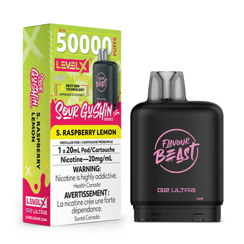 Level X Flavour Beast Sour Gushin' G2 Ultra 50K Pod - S. Raspberry Lemon