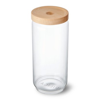 IDILICA GLASS STORAGE JAR WITH BEECH LID - 1 LITRE