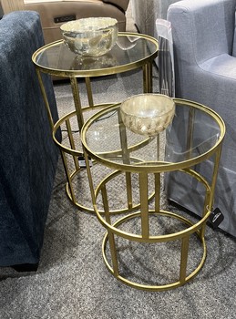 Round Gold Accent Table set of 2