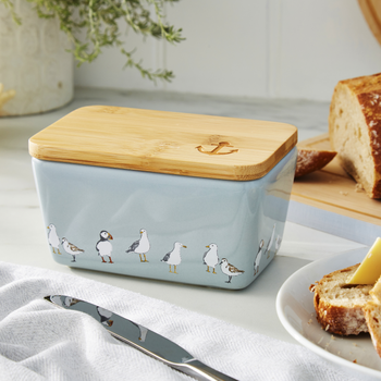 COASTAL BIRDS BUTTER DISH