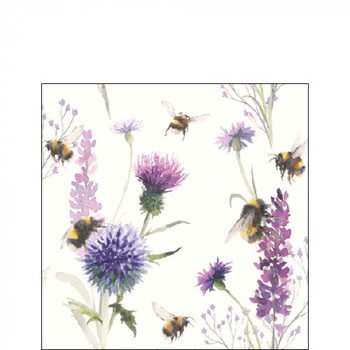 BUMBLEBEES IN MEADOW COCKTAIL PAPER NAPKINS