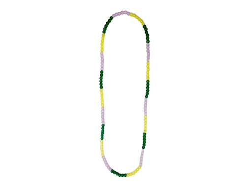 HS0370N - 28"x 6mm Glass Beads Light Purple/Light Green/Light Yellow
