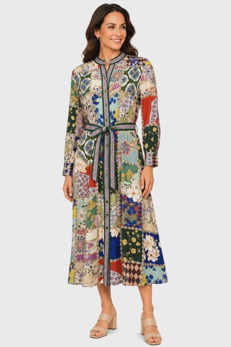 John Mark-Woven Mix Print Dress