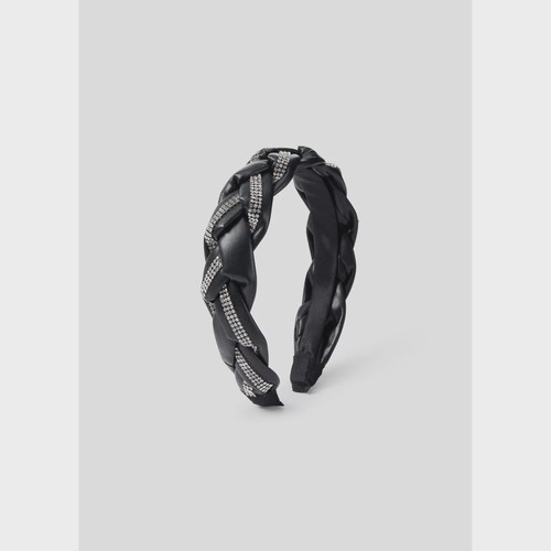HEADBAND HARD BLACK WITH RHINESTONE TRIM / 10486-011