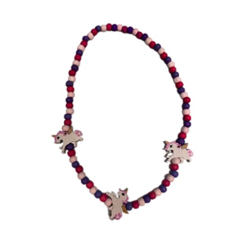HS0851N - 40cm Unicorn Wooden Bead Necklace