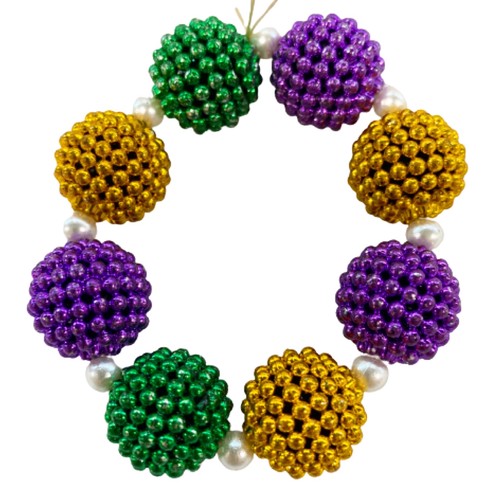 HS0065N - Berry Beads Bracelet Purple Green & Gold