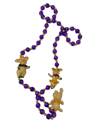 HS0569N - 3W Dancing Pigs w/ Purple Beads
