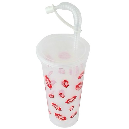 NY6419 - Lips Tall Cup with Straw