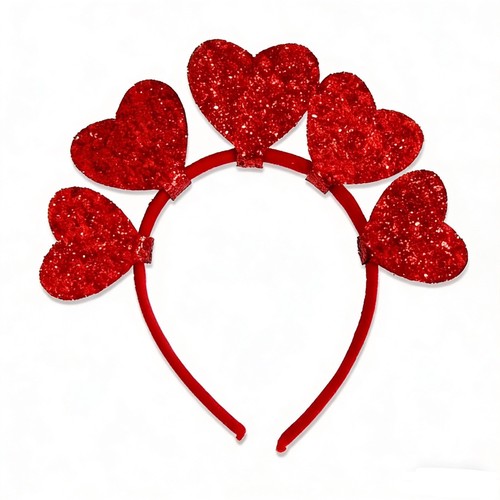 NY1883N - 5W Red Glitter Heart Headband