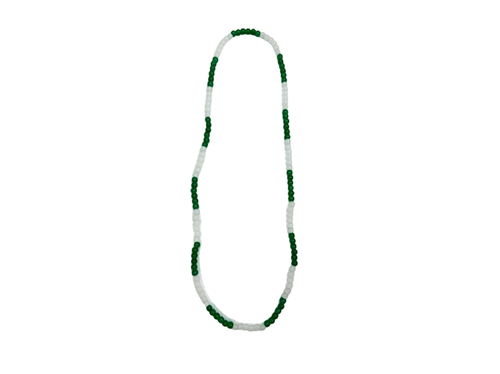 HS0366N - 28"x 6mm Glass Beads Green/White