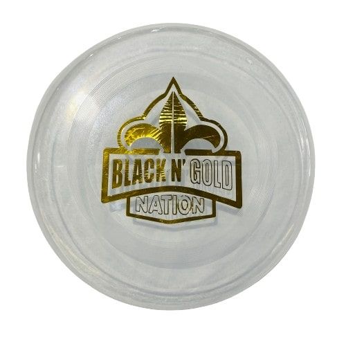 NY0969N - 9" Clear Frisbee w/foil Embossed BG
