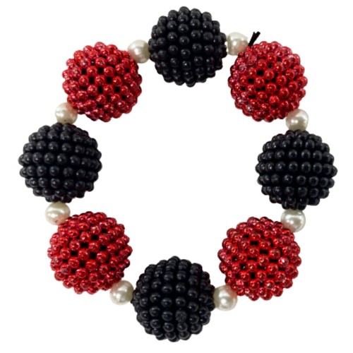 HS0066N - Berry Beads Bracelet Red & Black