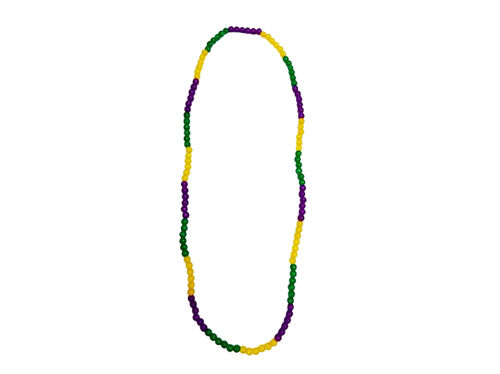 HS0367N - 28"x 6mm Glass Beads Purple/Green/Yellow