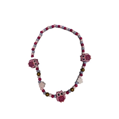 HS0852N - 40cm Owl Wooden Bead Necklace