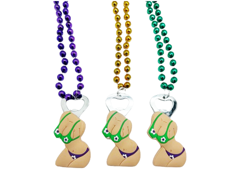 HS0411N - Rubber Bikini PGG Bottle Opener W/Line Beads