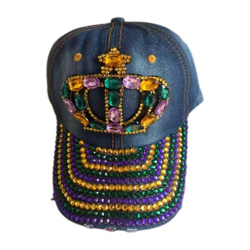 NY1887N - Crown Rhinestone Denim Hat