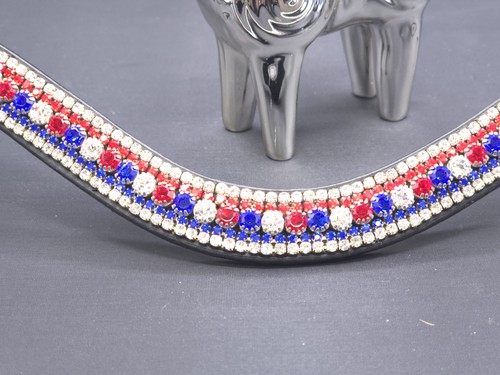 Red, White and Blue PRECIOSA Crystal Easy On/Off Rivet Browband