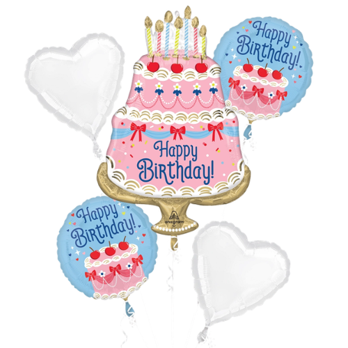 Cherries on Top Happy Birthday Balloon Bouquet – 5 Piece