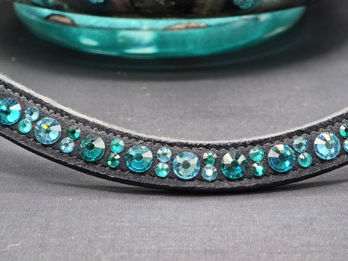 NO Snag Lt. Turquoise, Blue Zircon, Indicolite Snap On Browband