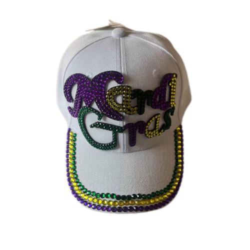 NY1891N - White Hat w/ PGG Rhinestone Letters