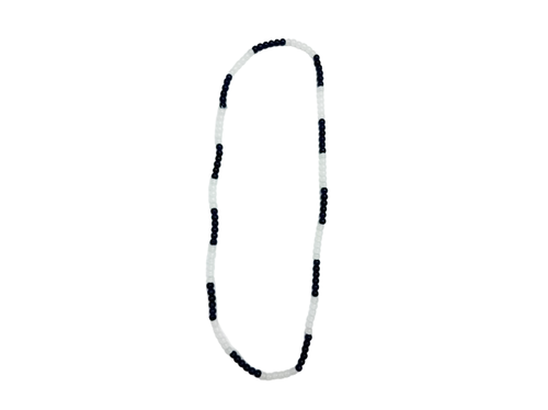 HS0368N - 28"x 6mm Glass Beads Navy Blue/White