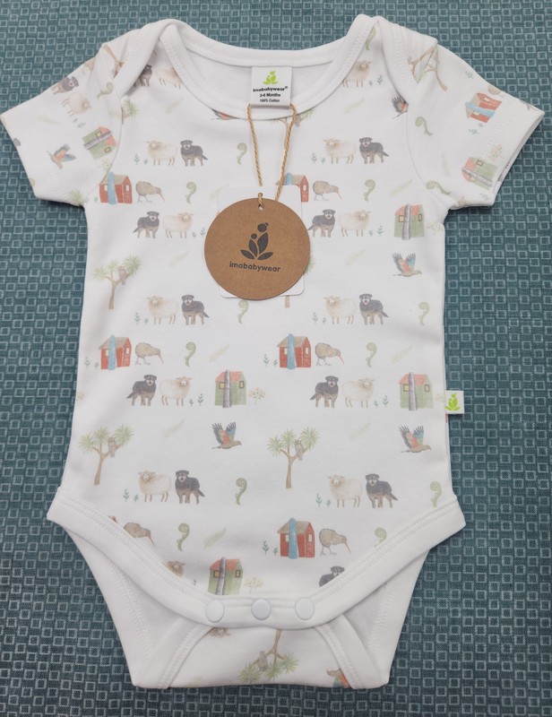 Imababy Short Sleeve Bodysuit - Theme Farm Muster 3 to 6 months