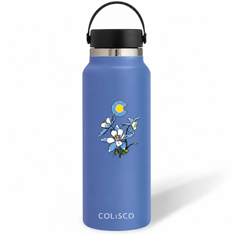 Colorado Columbine Stainless Steel Water Bottle, 22oz