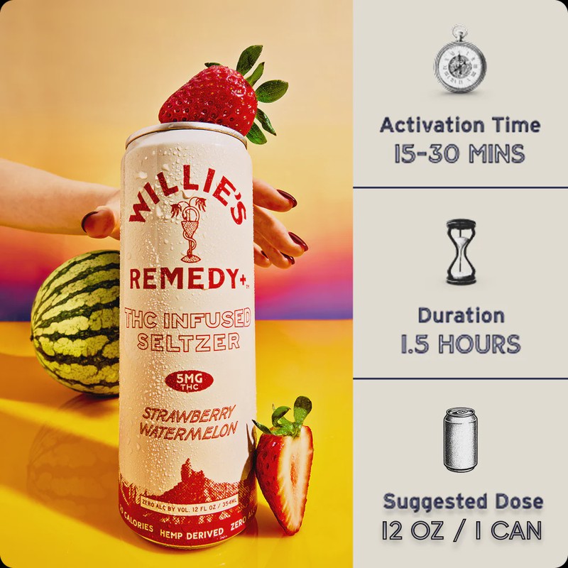 Willie’s Strawberry Watermelon Seltzer 5mg