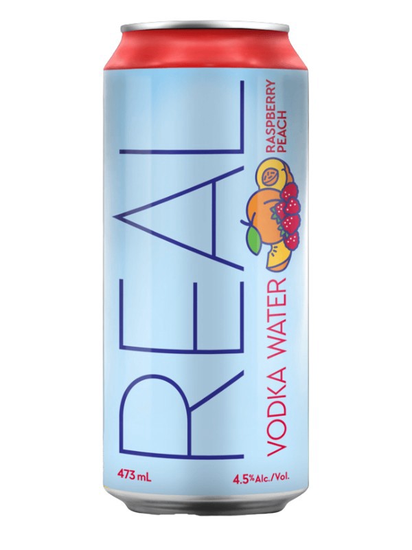 REAL VODKA WATER RASPBERRY PEACH 473ML